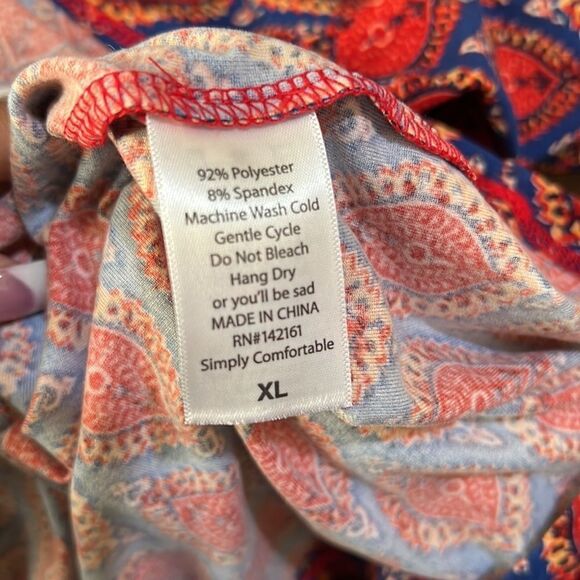 🆕 LuLaRoe Julia Dress Floral Blue base White Red Floral Sz XL - Picture 3 of 4